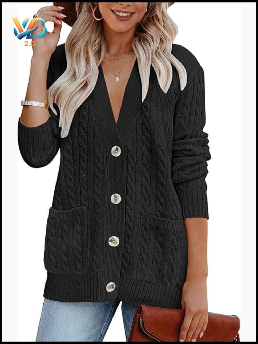 Women's Cable Knit Button Up Cardigan Sweater Open Front Long Sleeve Coat